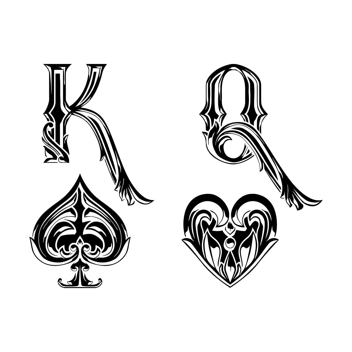 Mural And Wall Vinyl Decal King Of Spades Queen Of Hearts Playing Cards Symbols Easy Installation