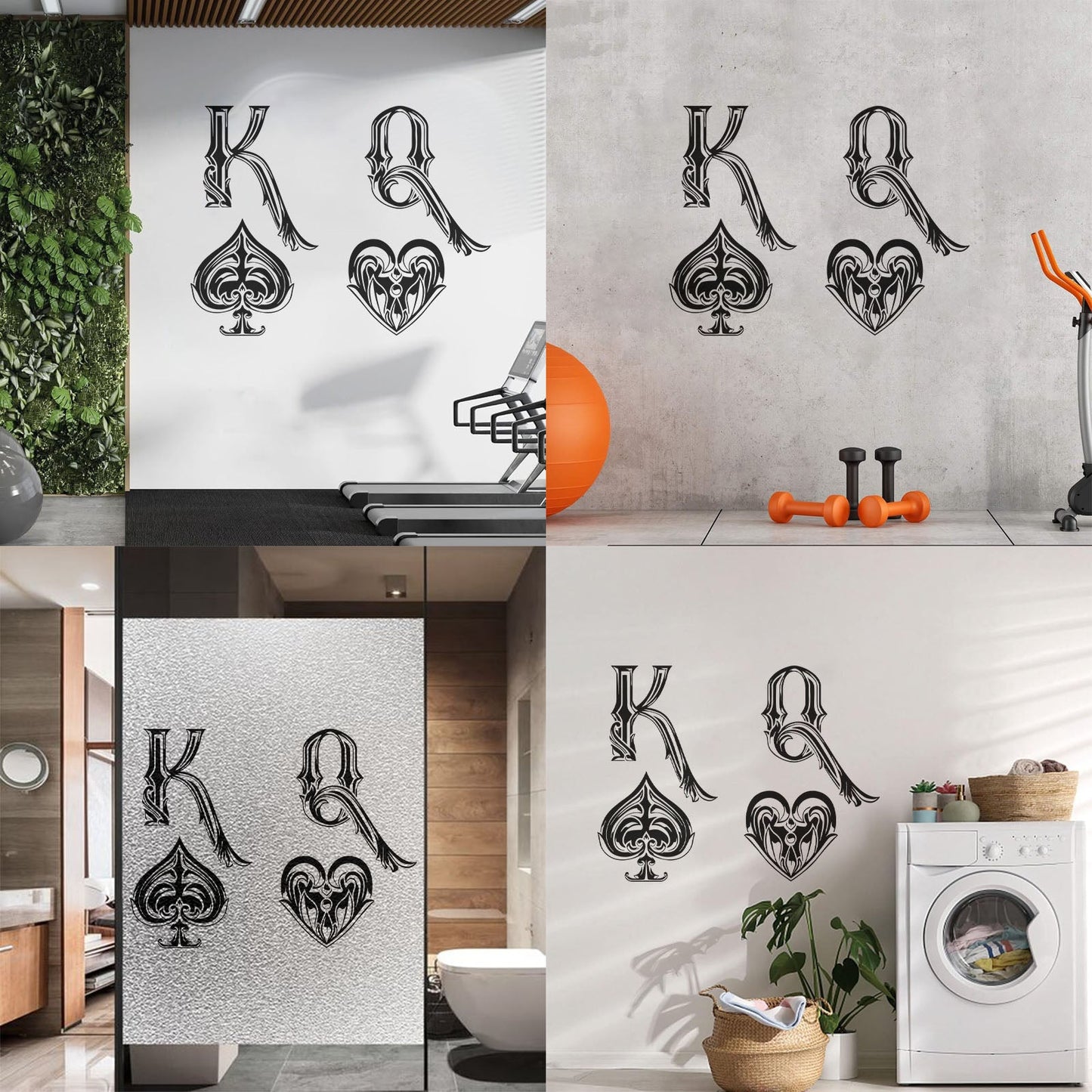 Mural And Wall Vinyl Decal King Of Spades Queen Of Hearts Playing Cards Symbols Easy Installation