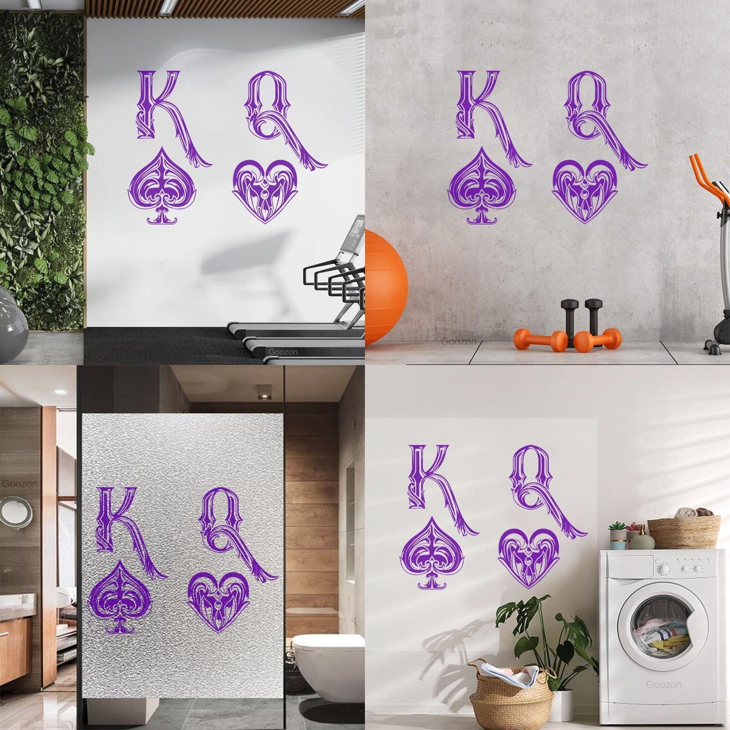 Mural And Wall Vinyl Decal King Of Spades Queen Of Hearts Playing Cards Symbols Easy Installation