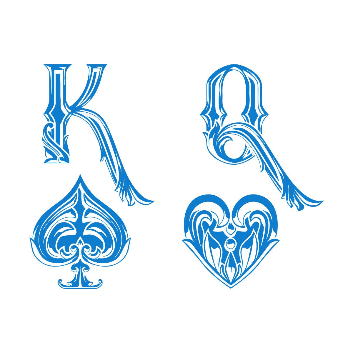 Mural And Wall Vinyl Decal King Of Spades Queen Of Hearts Playing Cards Symbols Easy Installation
