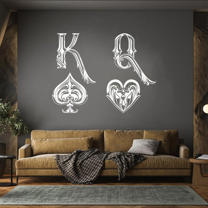 Mural And Wall Vinyl Decal King Of Spades Queen Of Hearts Playing Cards Symbols Easy Installation