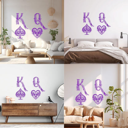 Mural And Wall Vinyl Decal King Of Spades Queen Of Hearts Playing Cards Symbols Easy Installation