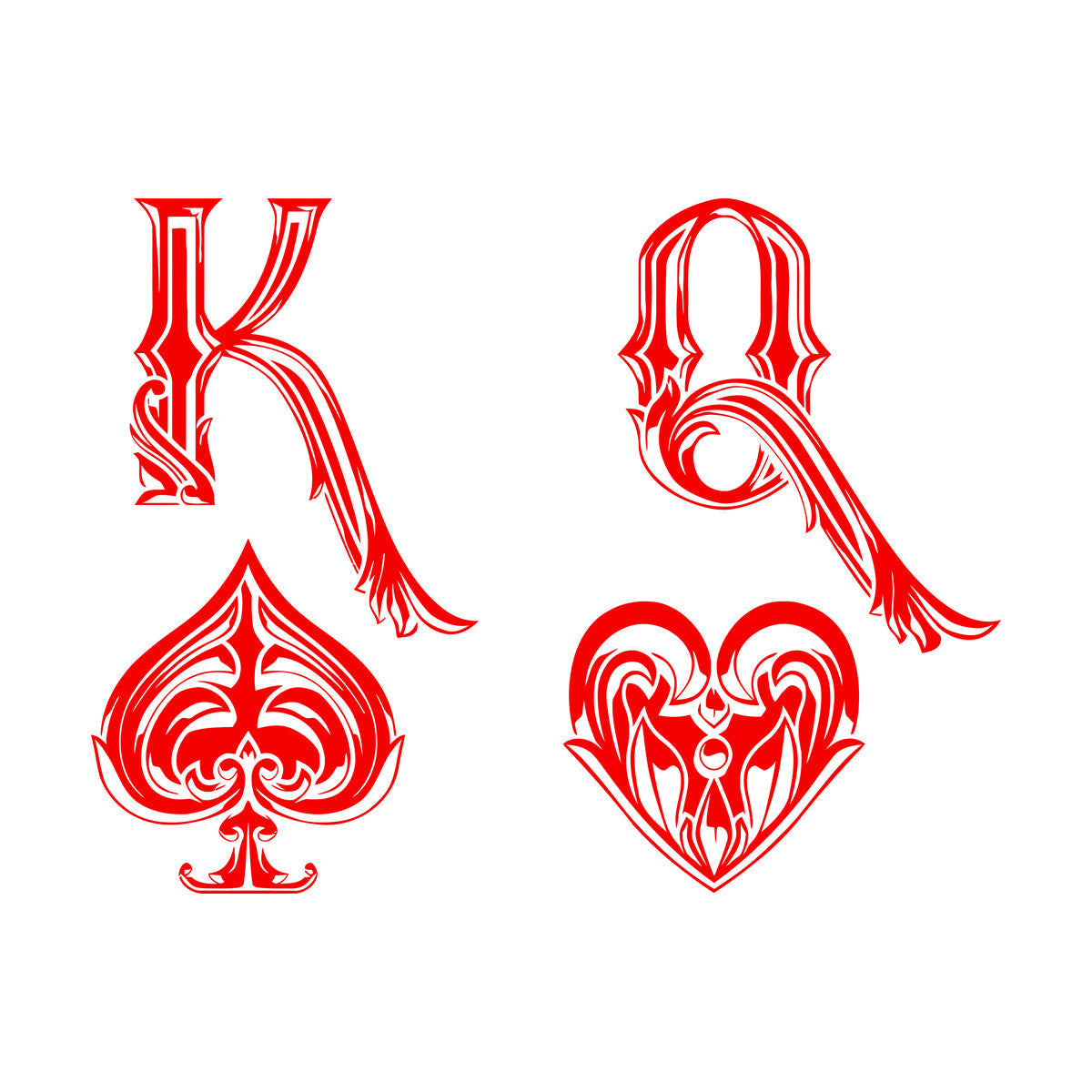 Mural And Wall Vinyl Decal King Of Spades Queen Of Hearts Playing Cards Symbols Easy Installation