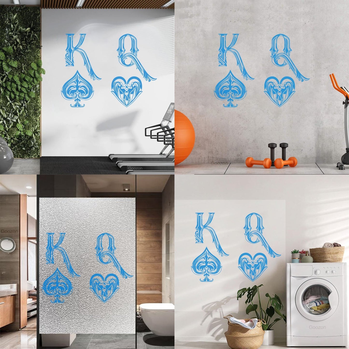 Mural And Wall Vinyl Decal King Of Spades Queen Of Hearts Playing Cards Symbols Easy Installation