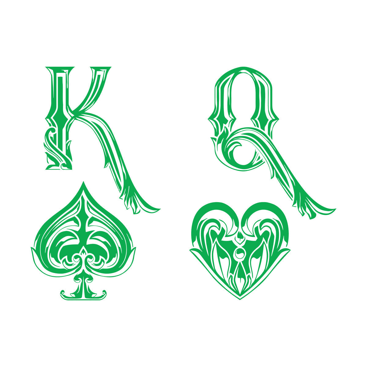 Mural And Wall Vinyl Decal King Of Spades Queen Of Hearts Playing Cards Symbols Easy Installation