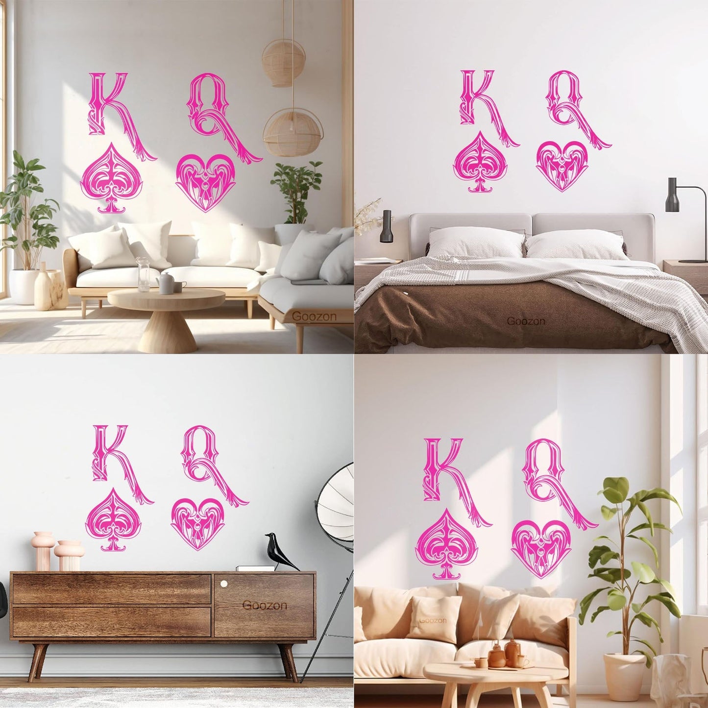 Mural And Wall Vinyl Decal King Of Spades Queen Of Hearts Playing Cards Symbols Easy Installation