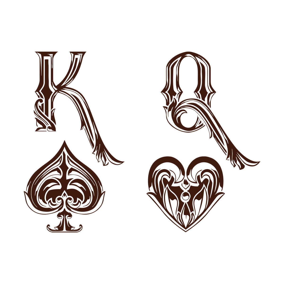 Mural And Wall Vinyl Decal King Of Spades Queen Of Hearts Playing Cards Symbols Easy Installation