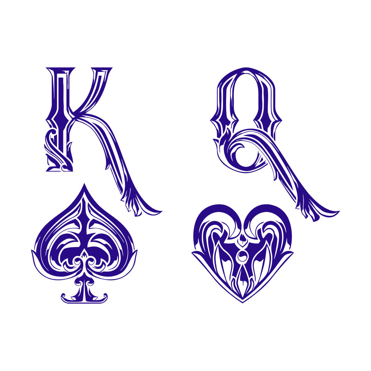 Mural And Wall Vinyl Decal King Of Spades Queen Of Hearts Playing Cards Symbols Easy Installation