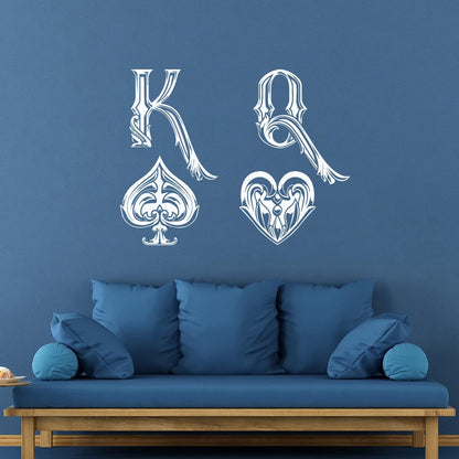 Mural And Wall Vinyl Decal King Of Spades Queen Of Hearts Playing Cards Symbols Easy Installation