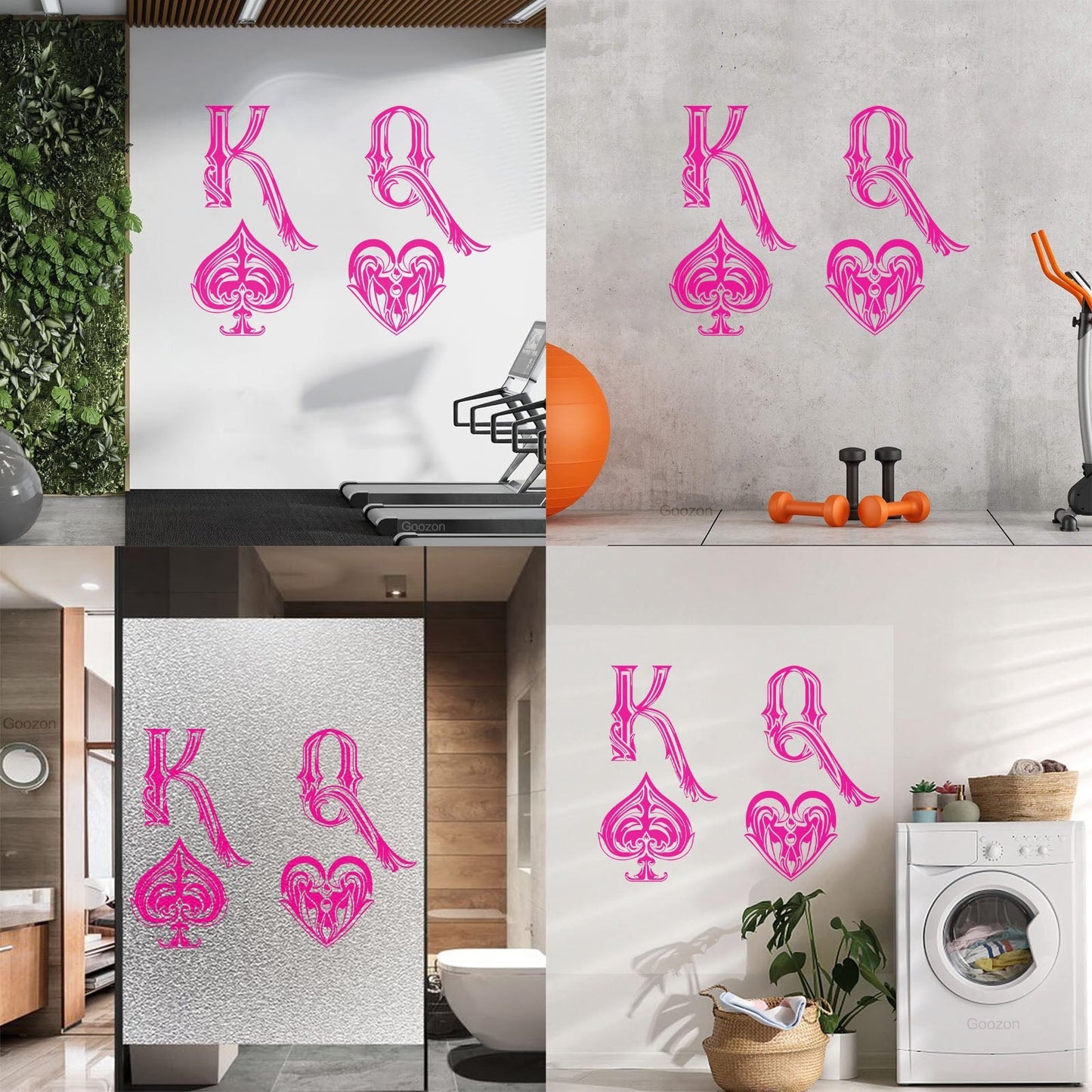 Mural And Wall Vinyl Decal King Of Spades Queen Of Hearts Playing Cards Symbols Easy Installation