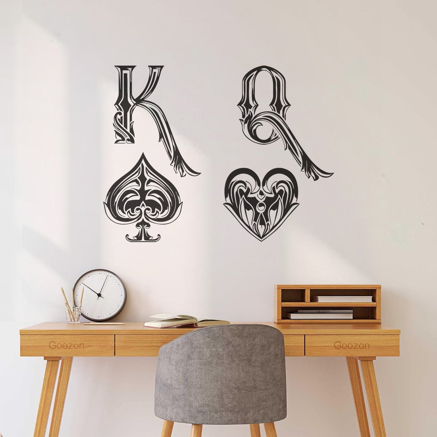 Mural And Wall Vinyl Decal King Of Spades Queen Of Hearts Playing Cards Symbols Easy Installation