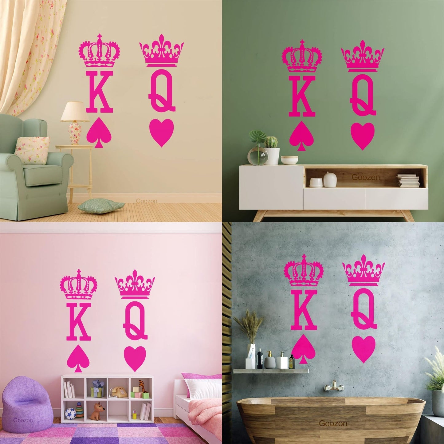 Wall Stickers Paster Paper King Of Spades Queen Of Hearts Poker Card Art Mural Painting