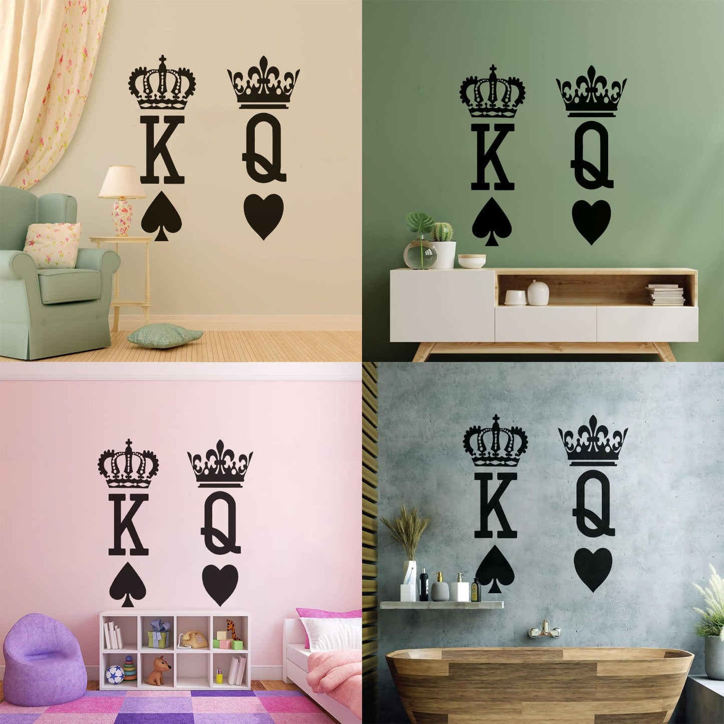 Wall Stickers Paster Paper King Of Spades Queen Of Hearts Poker Card Art Mural Painting