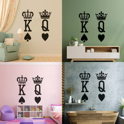 Wall Stickers Paster Paper King Of Spades Queen Of Hearts Poker Card Art Mural Painting