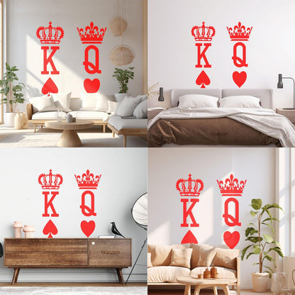 Wall Stickers Paster Paper King Of Spades Queen Of Hearts Poker Card Art Mural Painting