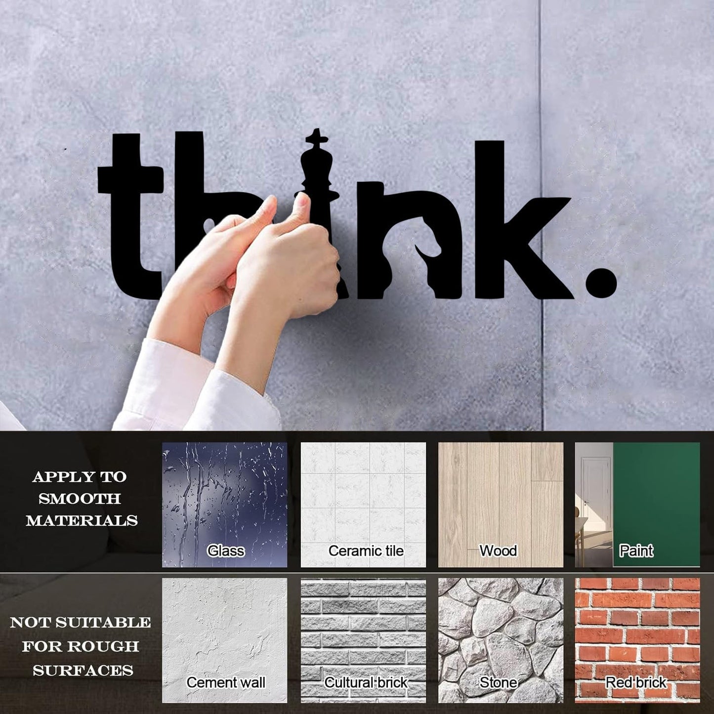 Wall Decals Paster Paper Lettering Think Brain Chess Club Intellectual Game Glass Stickers