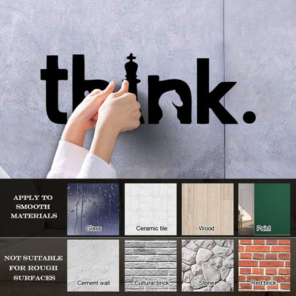 Wall Decals Paster Paper Lettering Think Brain Chess Club Intellectual Game Glass Stickers