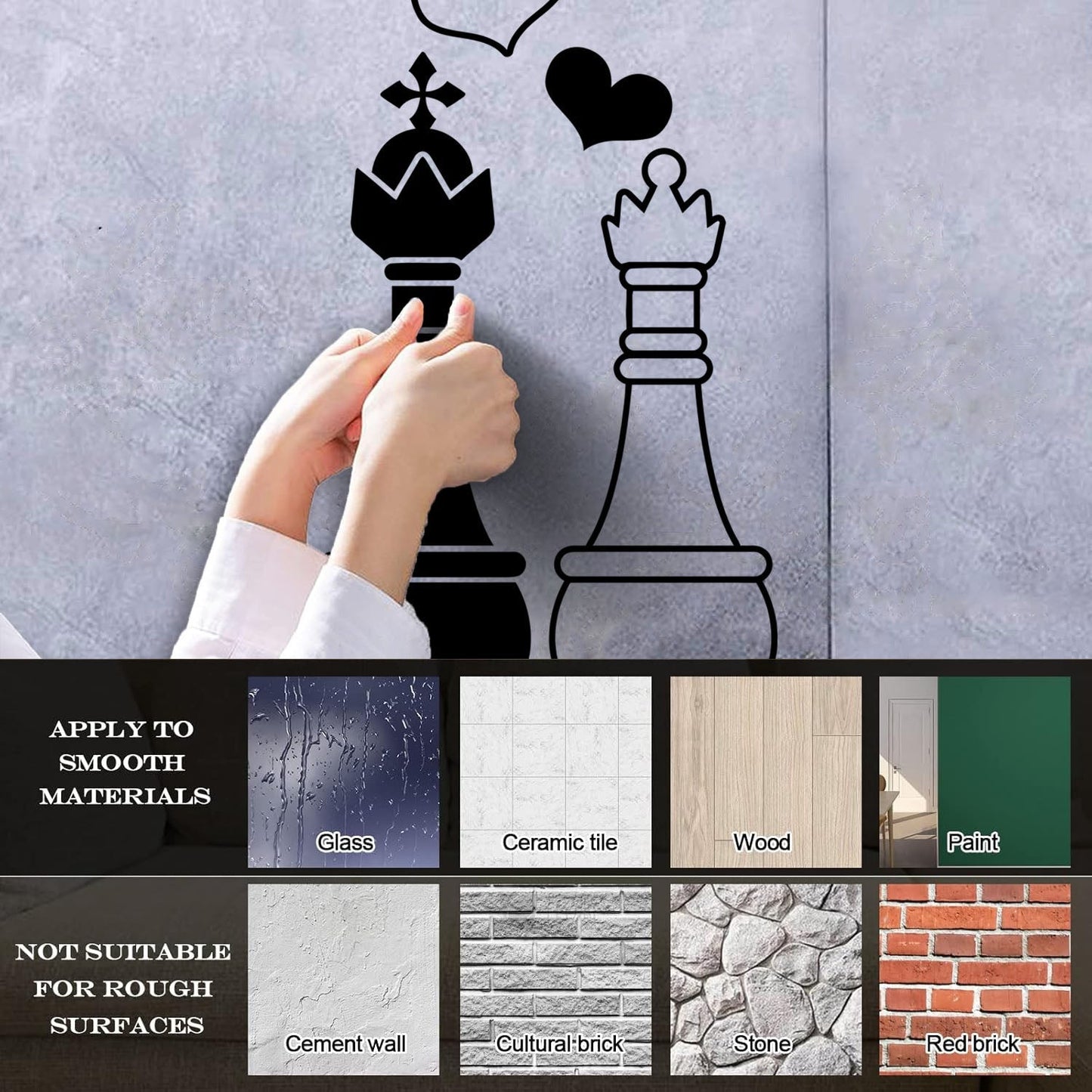 Engraving Decals Love Chess Club Intellectual Game Qween King Self Adhesive