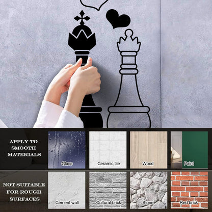 Engraving Decals Love Chess Club Intellectual Game Qween King Self Adhesive