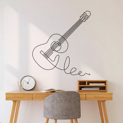 Wall Vinyl Sticker Decor Acoustic Guitar Music Musical Instrument Equipped With Transfer Film Kit
