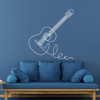 Wall Vinyl Sticker Decor Acoustic Guitar Music Musical Instrument Equipped With Transfer Film Kit