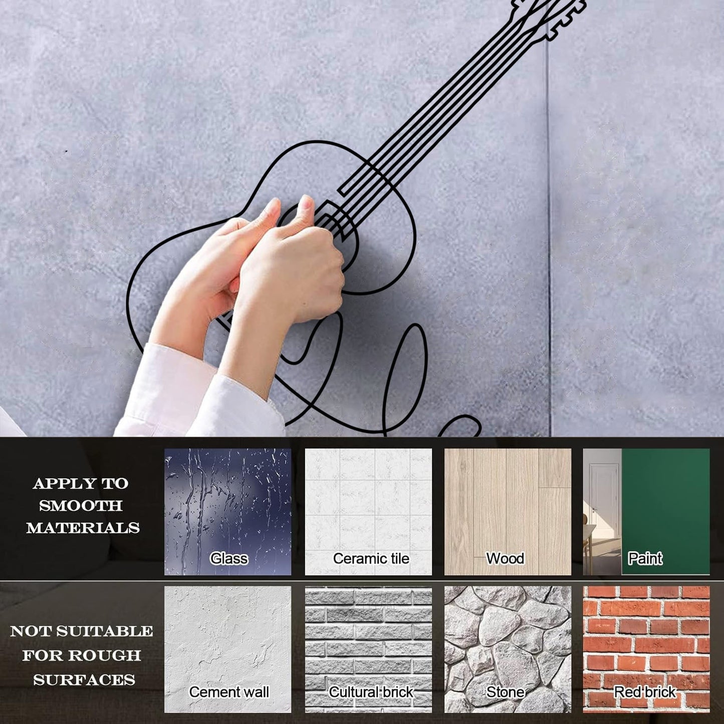 Wall Vinyl Sticker Decor Acoustic Guitar Music Musical Instrument Equipped With Transfer Film Kit