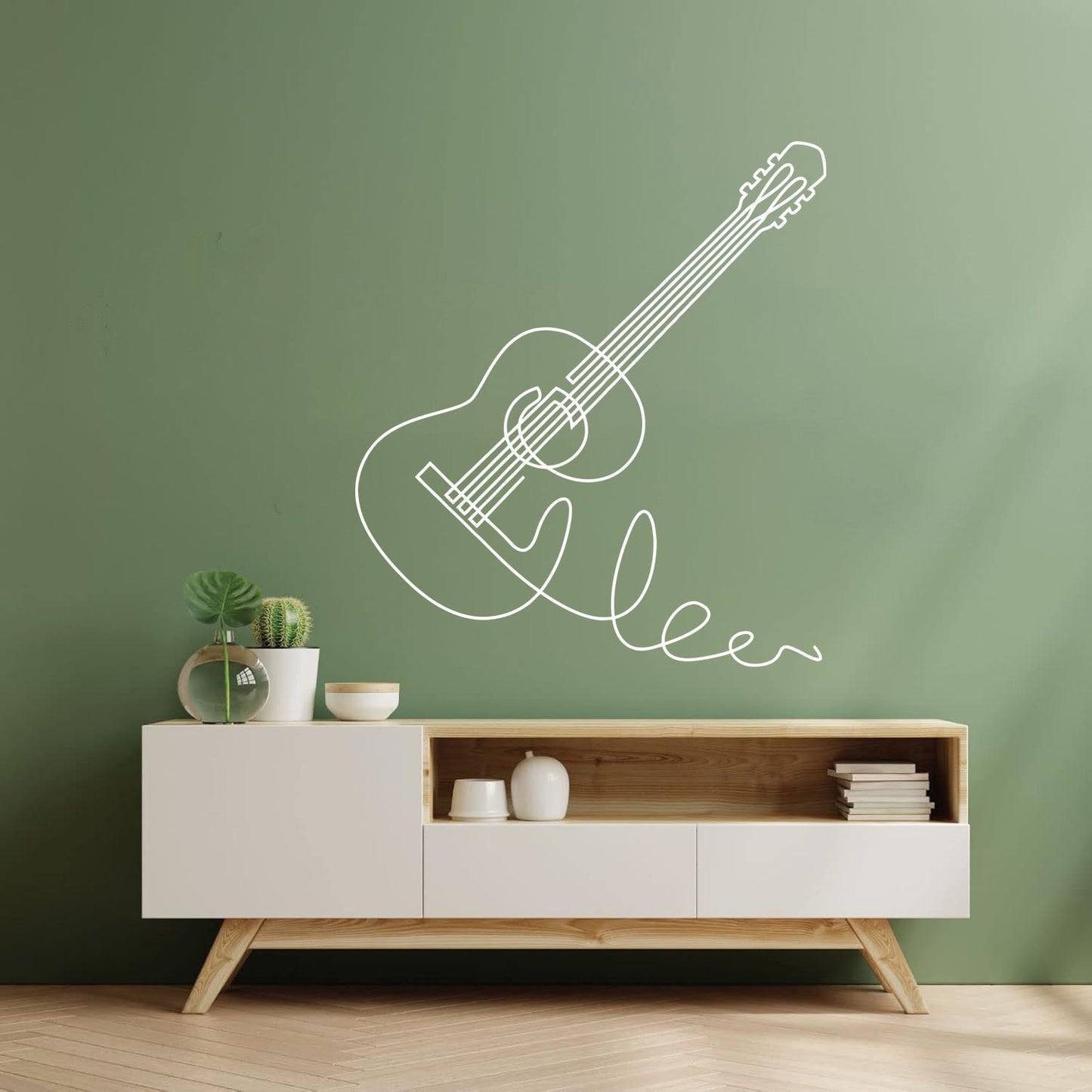 Wall Vinyl Sticker Decor Acoustic Guitar Music Musical Instrument Equipped With Transfer Film Kit