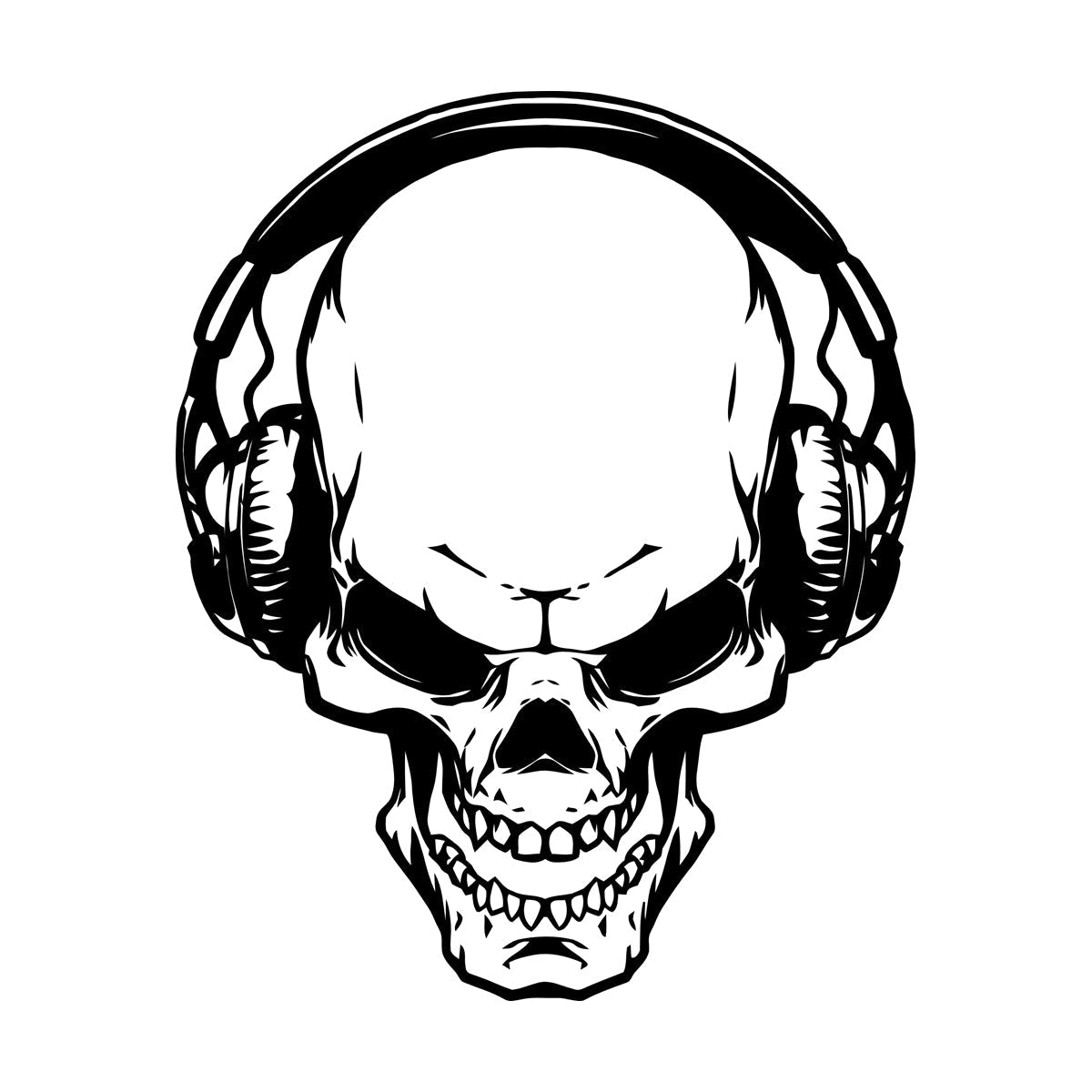 Fine Carving Stickers Music Skull Headphones Boys Teen Game Room Easy Installation