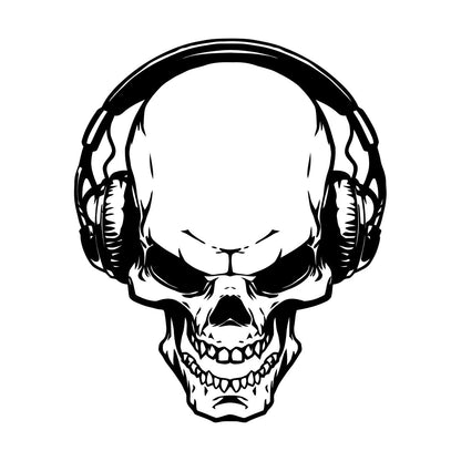 Fine Carving Stickers Music Skull Headphones Boys Teen Game Room Easy Installation