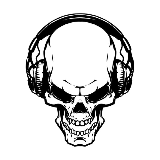 Fine Carving Stickers Music Skull Headphones Boys Teen Game Room Easy Installation