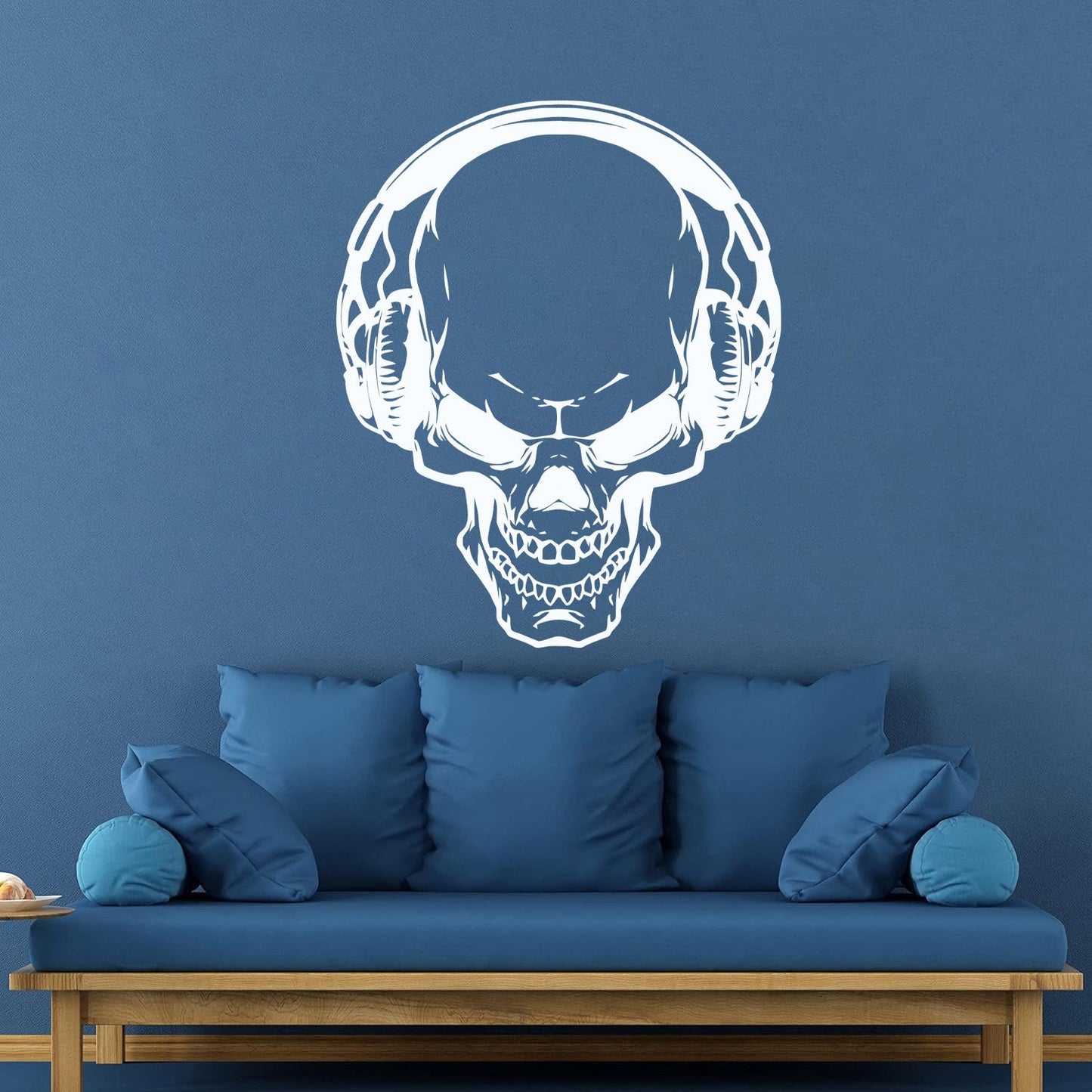 Fine Carving Stickers Music Skull Headphones Boys Teen Game Room Easy Installation