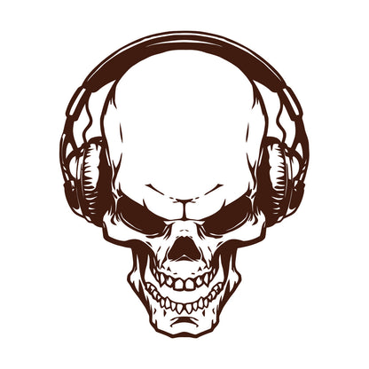 Fine Carving Stickers Music Skull Headphones Boys Teen Game Room Easy Installation