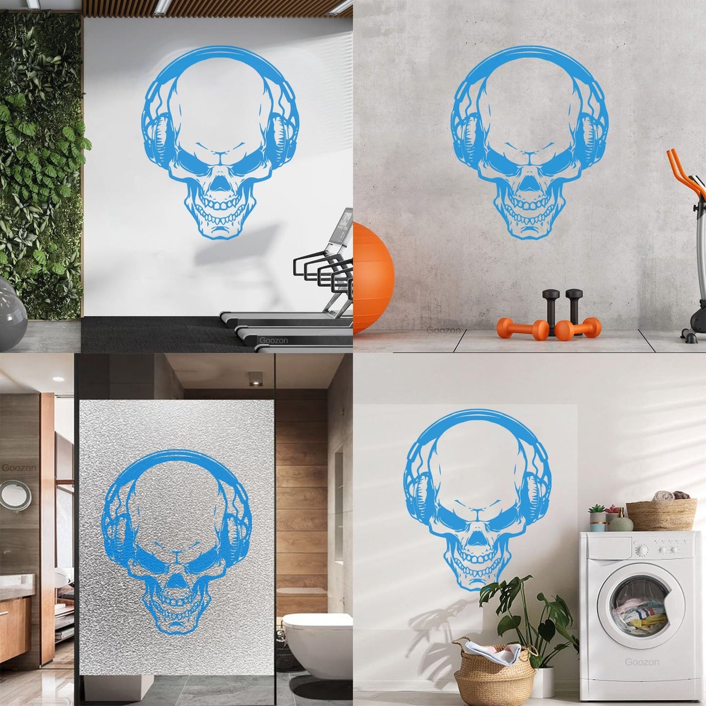 Fine Carving Stickers Music Skull Headphones Boys Teen Game Room Easy Installation