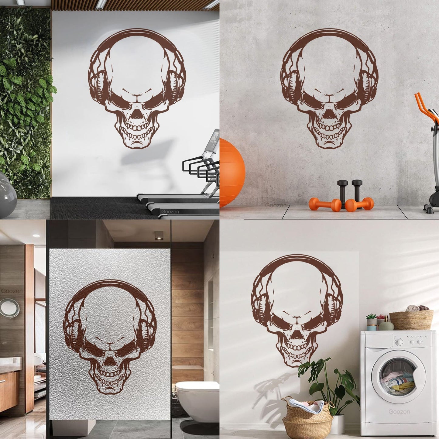 Fine Carving Stickers Music Skull Headphones Boys Teen Game Room Easy Installation