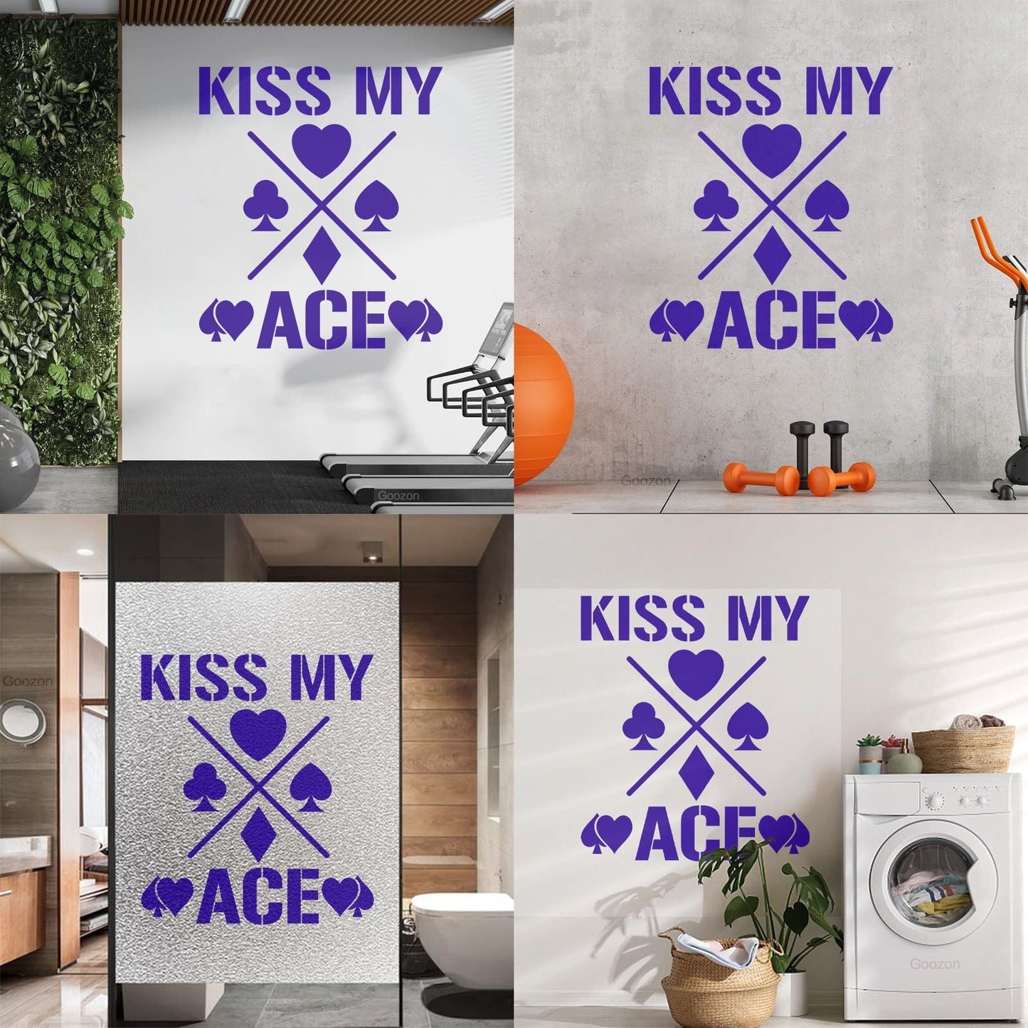 Wall Decals Phrase Kiss My Ace Gambling Casino Cards Window Decals