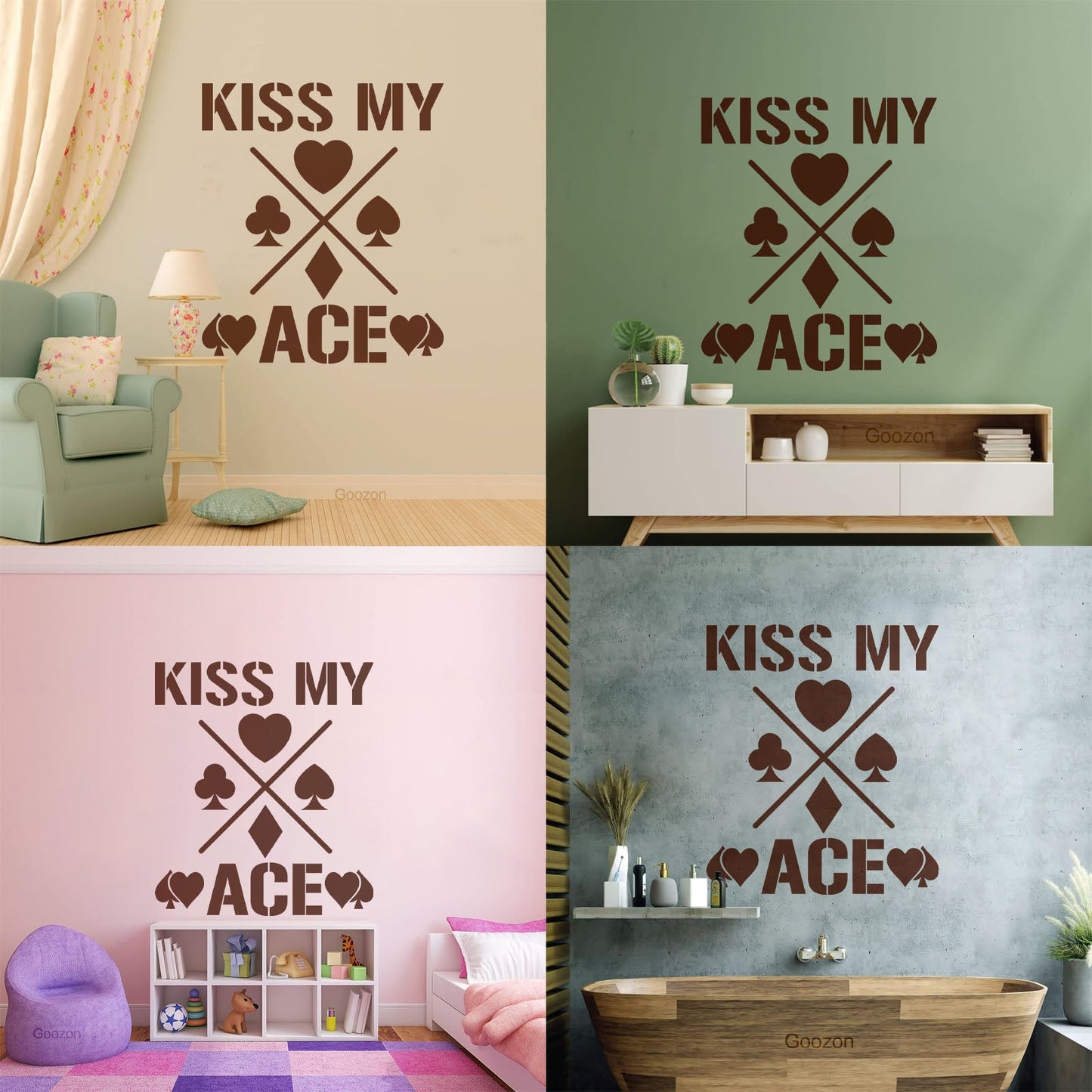 Wall Decals Phrase Kiss My Ace Gambling Casino Cards Window Decals