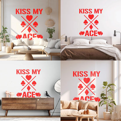 Wall Decals Phrase Kiss My Ace Gambling Casino Cards Window Decals