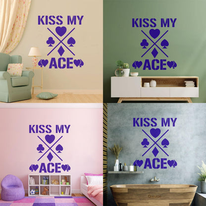 Wall Decals Phrase Kiss My Ace Gambling Casino Cards Window Decals