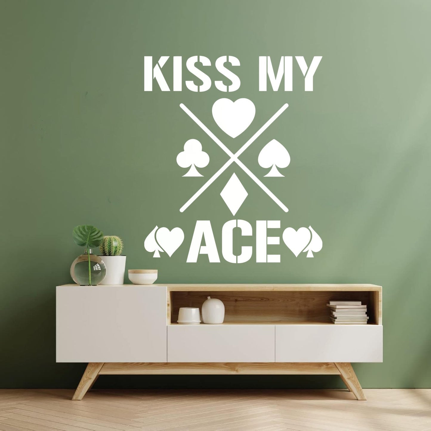 Wall Decals Phrase Kiss My Ace Gambling Casino Cards Window Decals