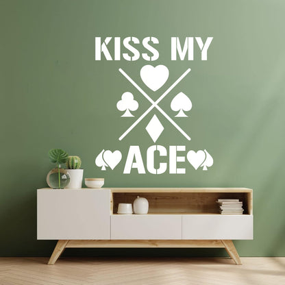 Wall Decals Phrase Kiss My Ace Gambling Casino Cards Window Decals