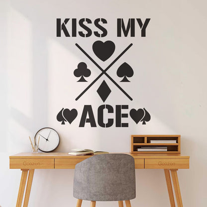 Wall Decals Phrase Kiss My Ace Gambling Casino Cards Window Decals
