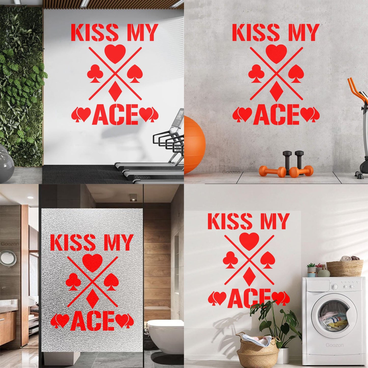 Wall Decals Phrase Kiss My Ace Gambling Casino Cards Window Decals