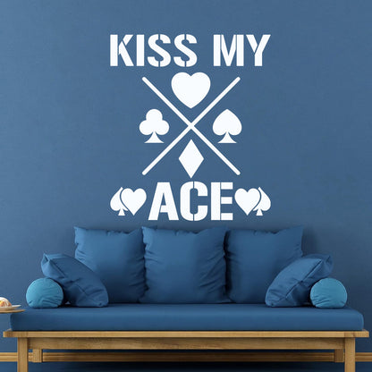 Wall Decals Phrase Kiss My Ace Gambling Casino Cards Window Decals