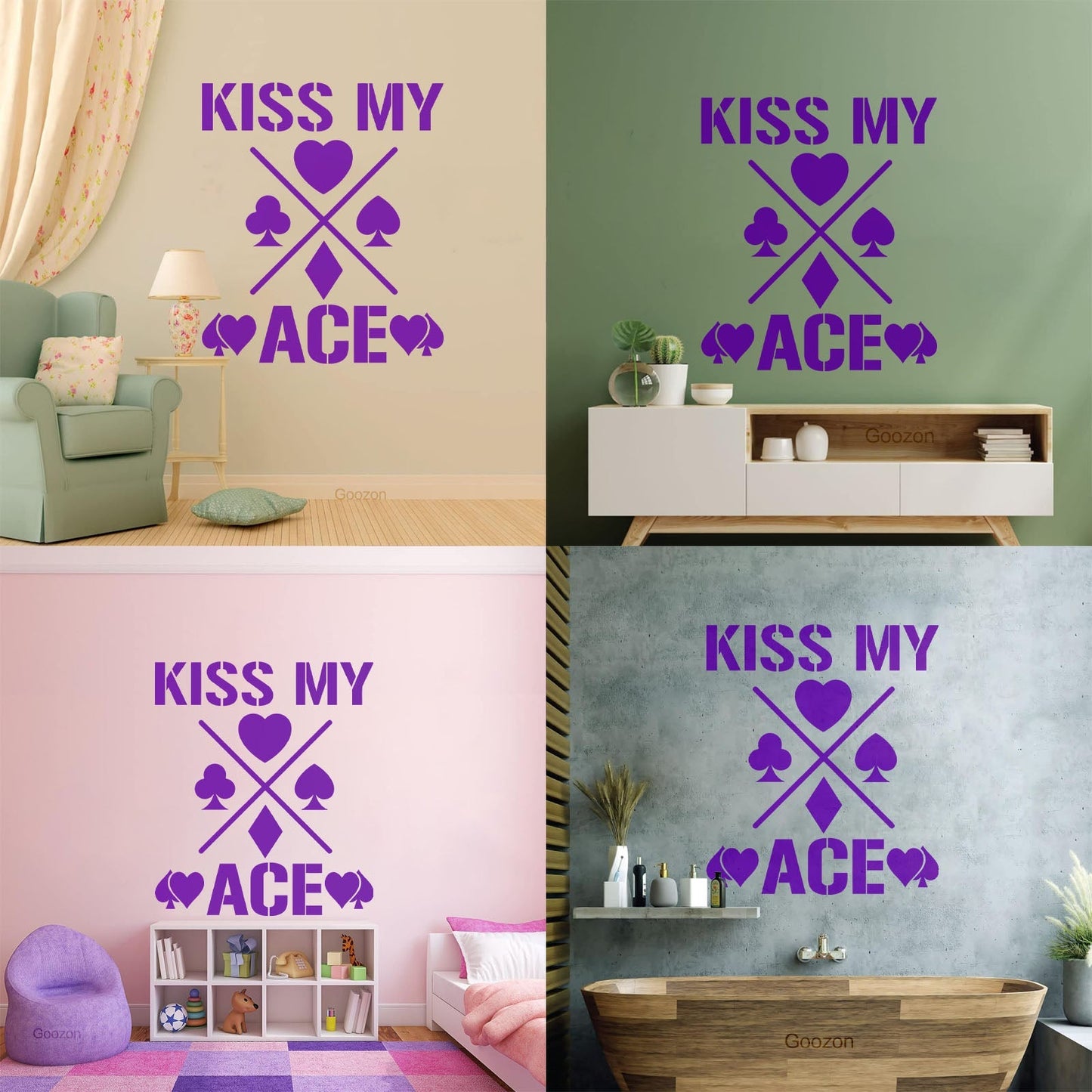 Wall Decals Phrase Kiss My Ace Gambling Casino Cards Window Decals