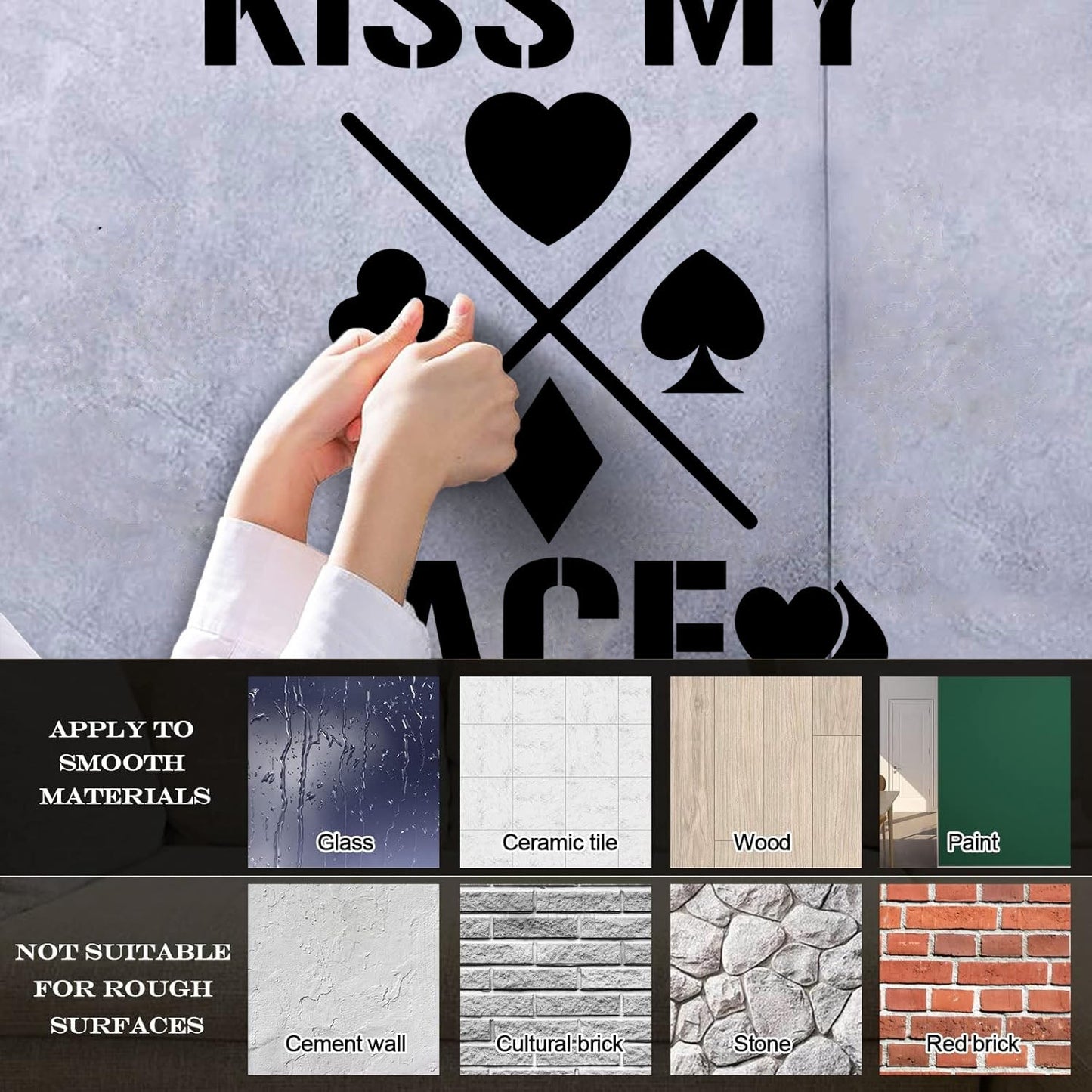 Wall Decals Phrase Kiss My Ace Gambling Casino Cards Window Decals