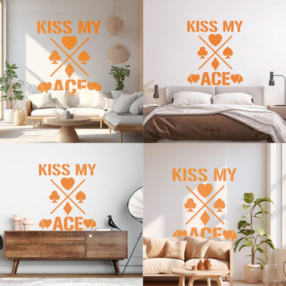 Wall Decals Phrase Kiss My Ace Gambling Casino Cards Window Decals