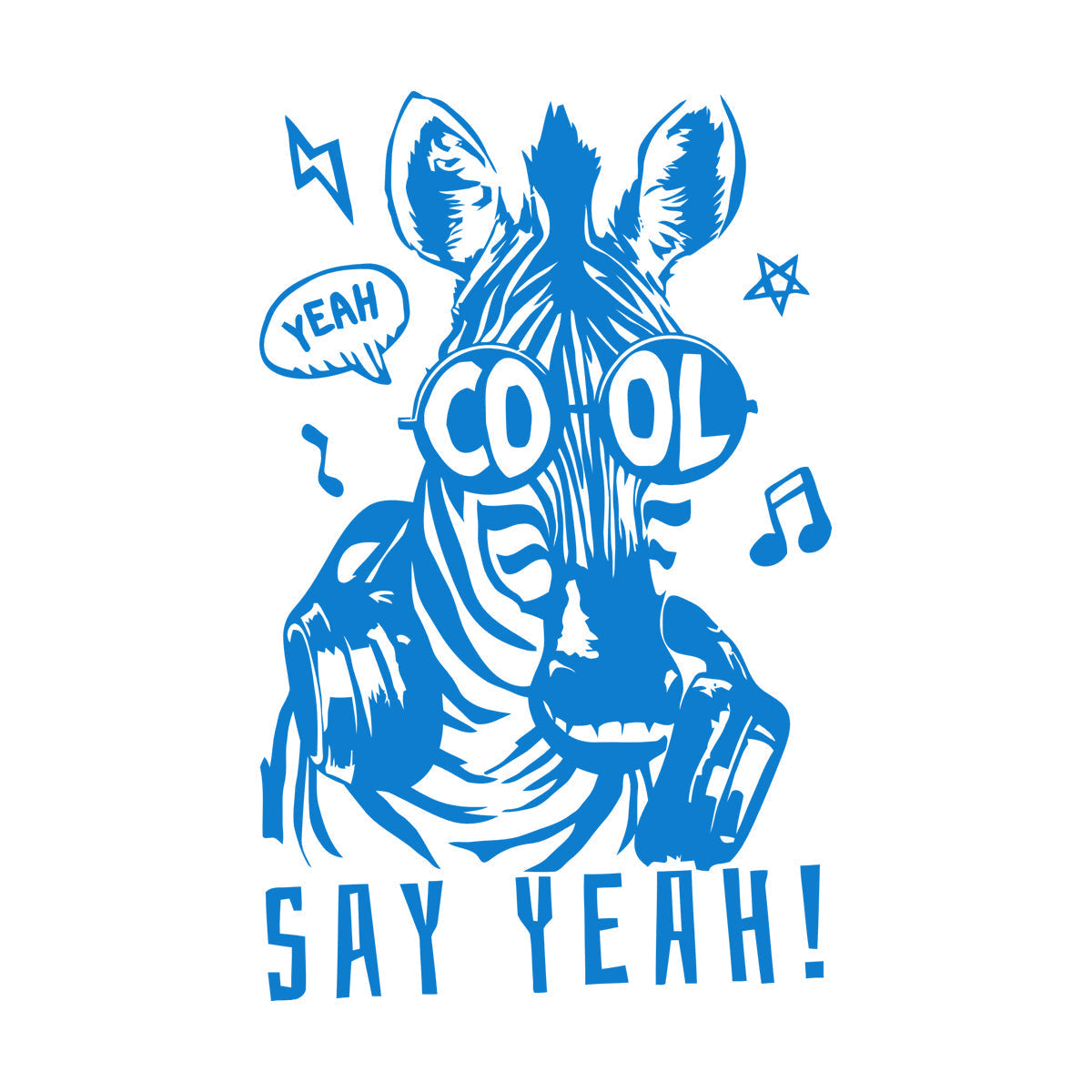 Engraving Decals Phrase Say Yeah Cool Zebra Headphones Store Decoration