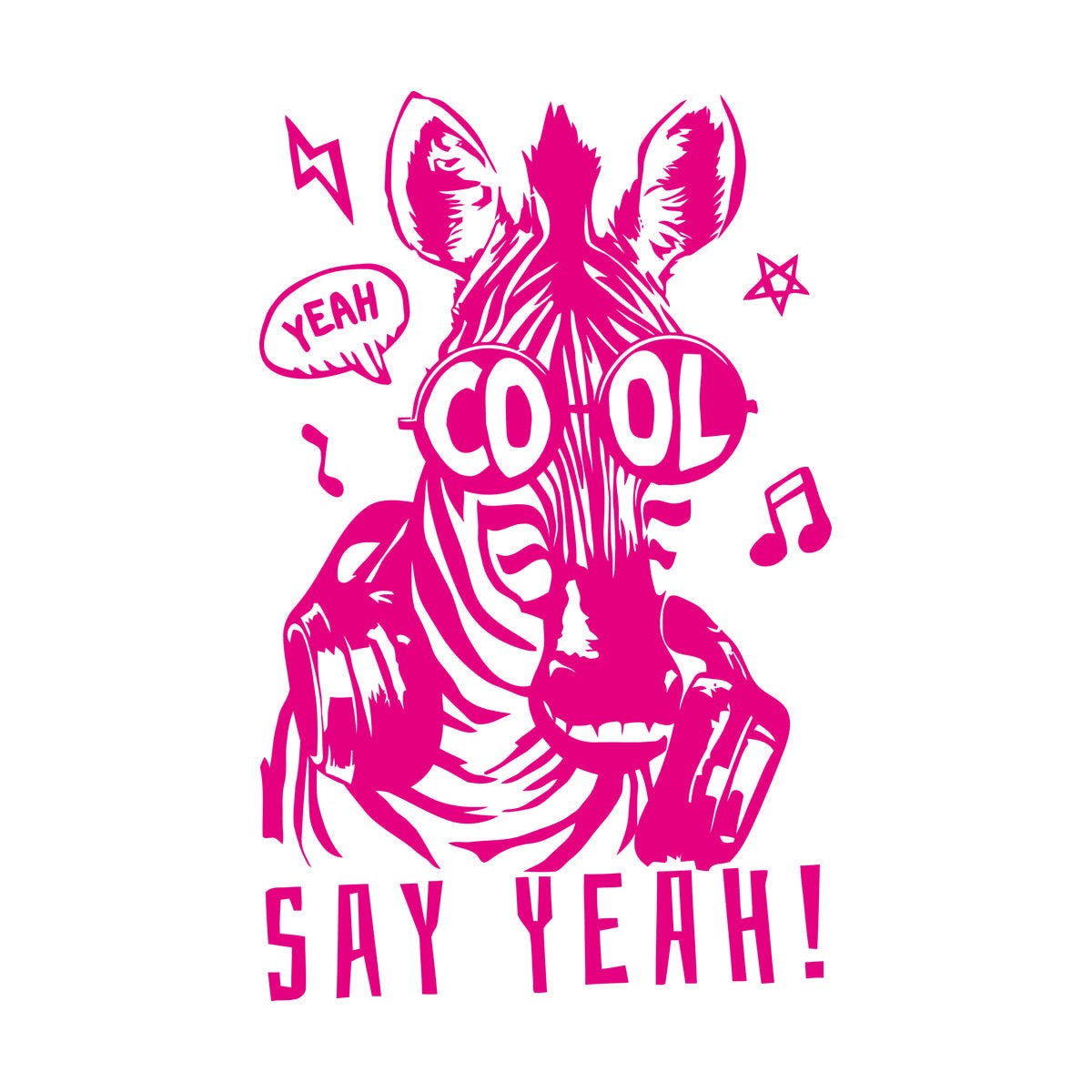 Engraving Decals Phrase Say Yeah Cool Zebra Headphones Store Decoration