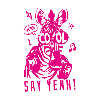 Engraving Decals Phrase Say Yeah Cool Zebra Headphones Store Decoration