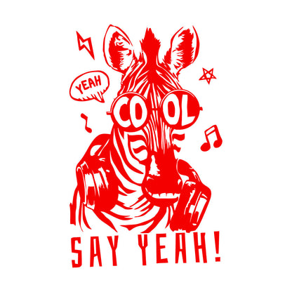 Engraving Decals Phrase Say Yeah Cool Zebra Headphones Store Decoration